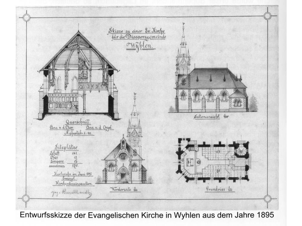Entwurf ev Kirche Wyhlen1895