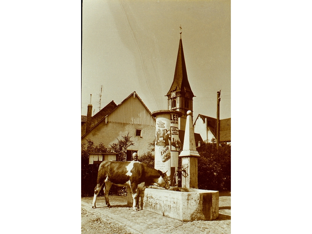 St.Georgl im Sommer;  Brunnen am Kirchplatz, 1965&; Alois Öchsler    Bild62