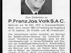 Pater Franz Josef Volk 18.10.1910 - 4.1.1985
JosefVolk